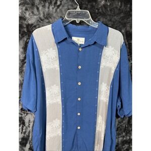 Island Shores Hawaiian Aloha Shirt Men's XXL Blue Rayon Tropical Resort